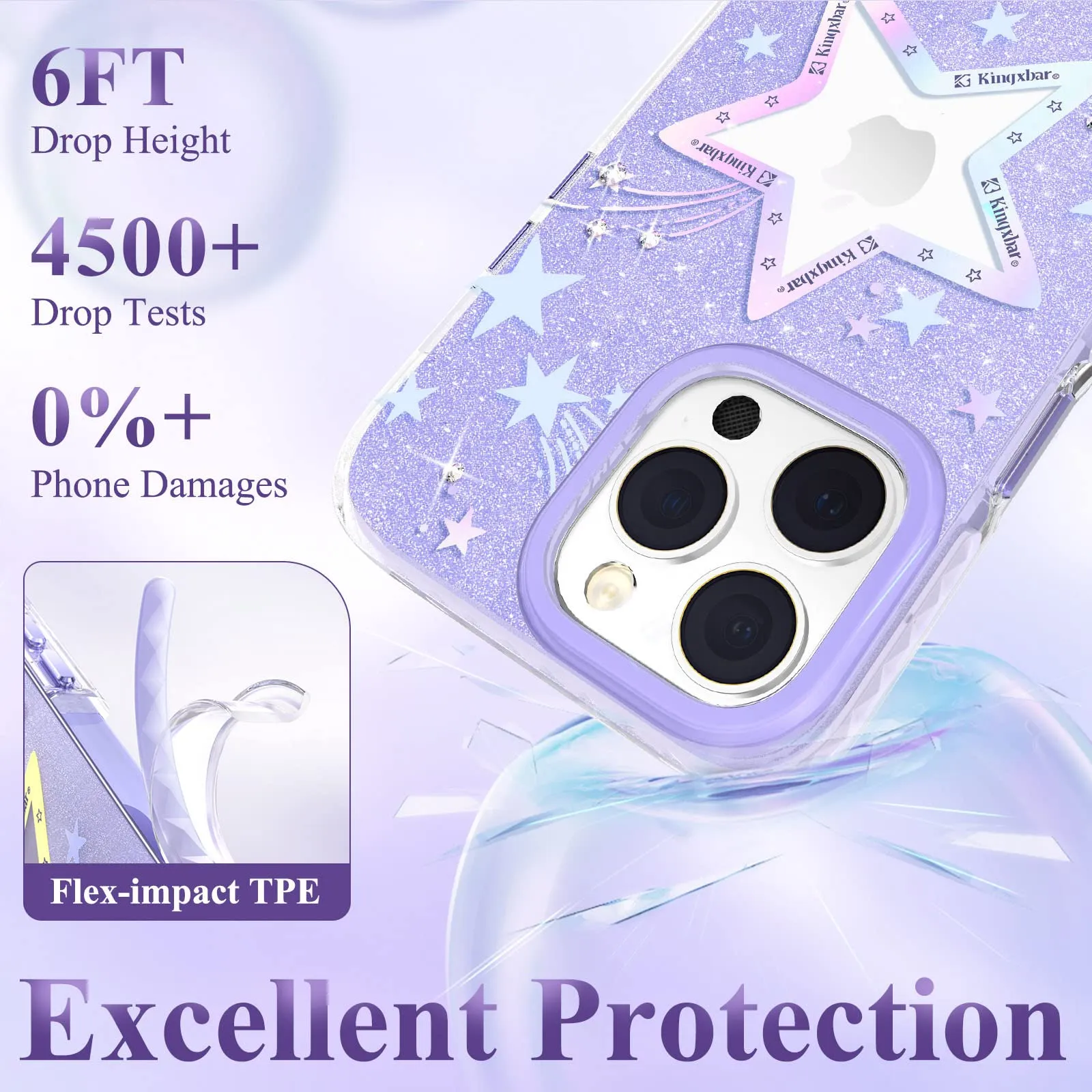 KINGXBAR Heart Star Swarovski Crystal Clear Hard PC Case Cover