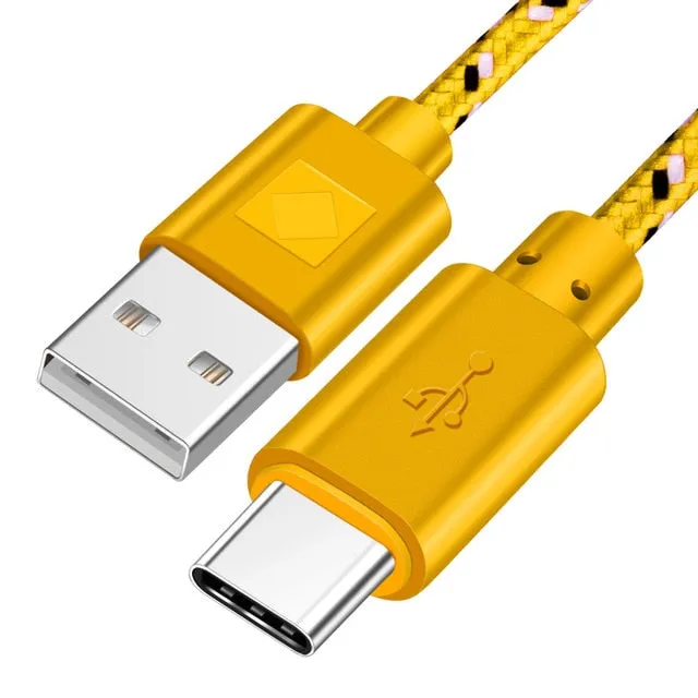 Nylon Braided USB Type C Cable 1M 2M 3M Data Sync Fast Charging USB C Cable For Samsung S9 S10 Xiaomi mi9 mi8 Huawei Type-c