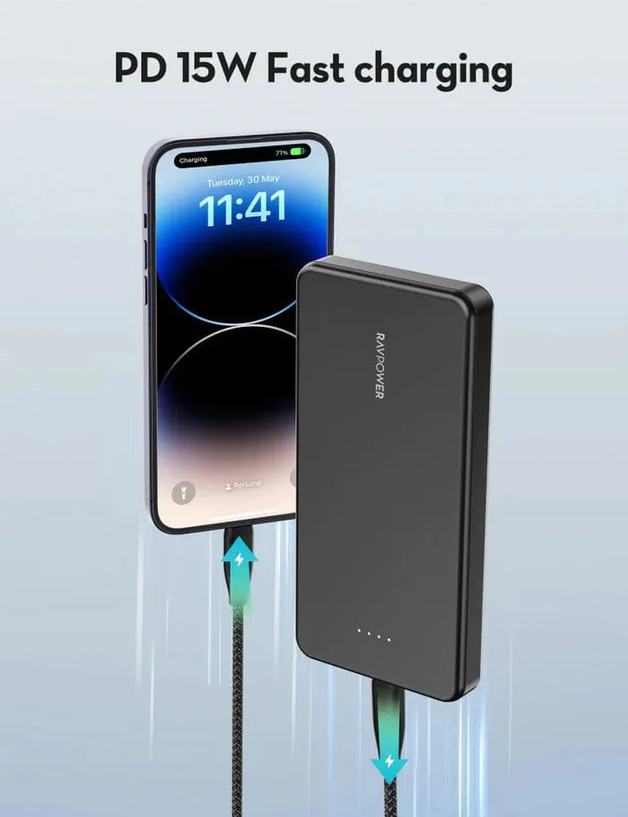 RAVPOWER Pioneer 10000mAh PD 15W 3 Port Power Bank