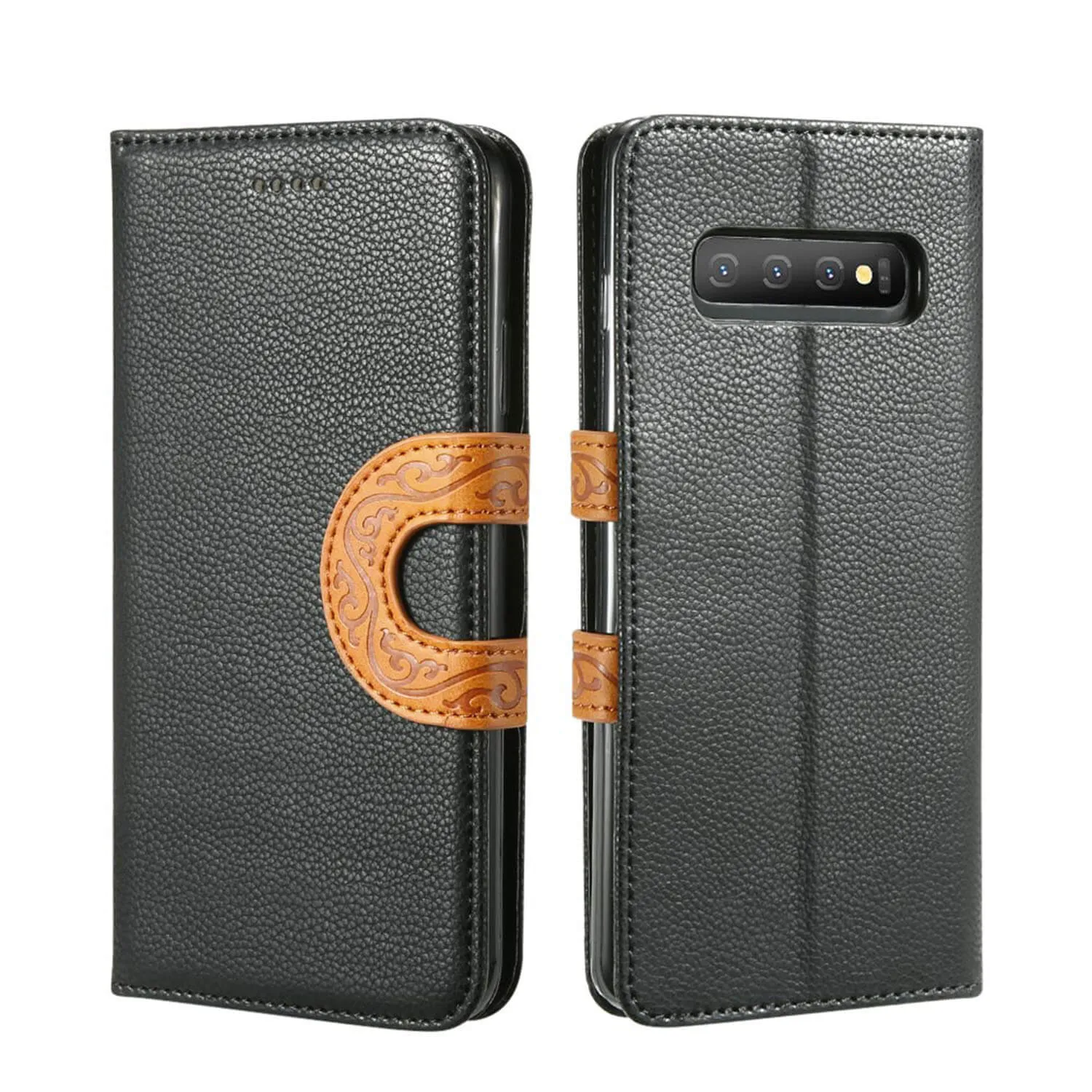 Samsung Galaxy S10 Case - Leather, Card Slots, Tribal Strap