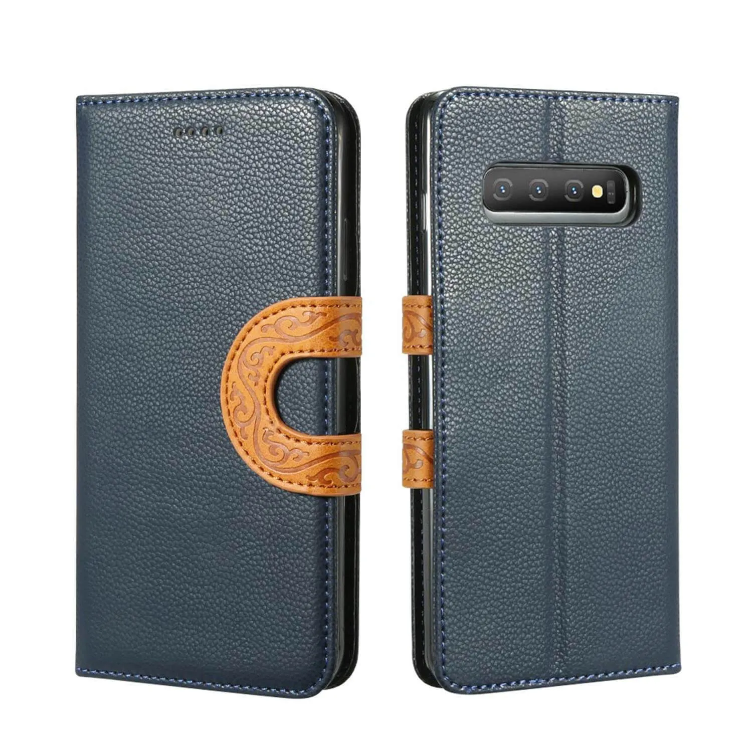 Samsung Galaxy S10 Case - Leather, Card Slots, Tribal Strap